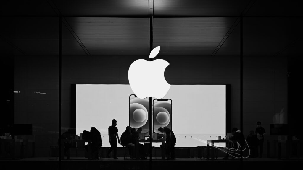 Apple Logo in black brackground